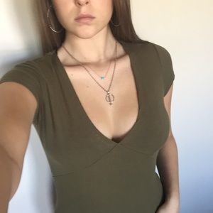 Green V-Neck Tee🖤